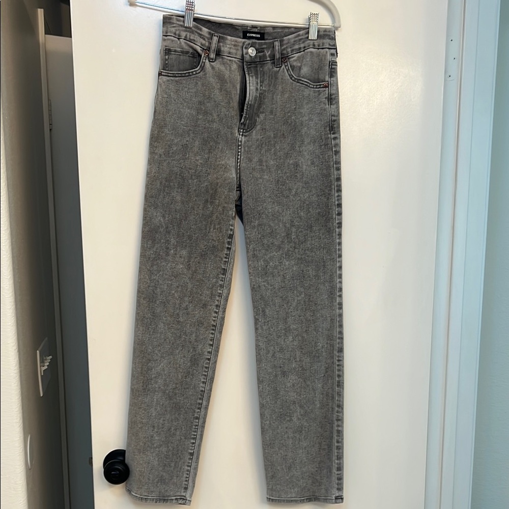 Express Gray Straight Leg Jeans